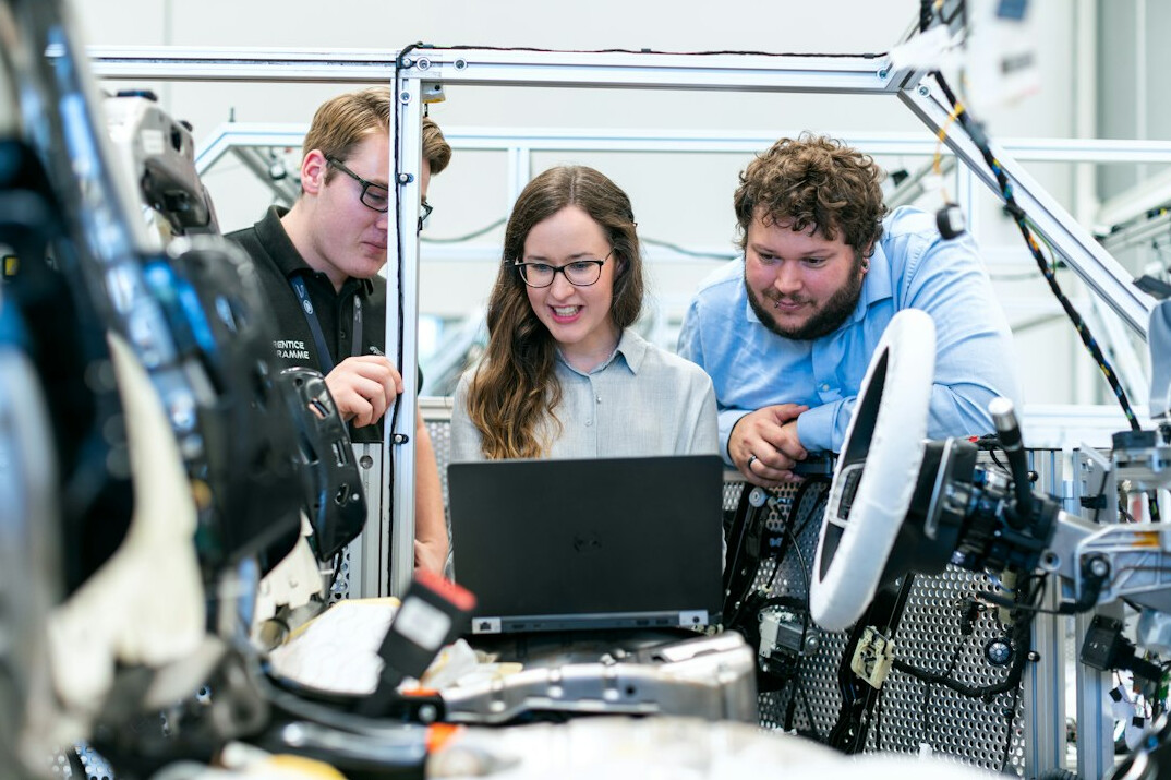 group discussion in tech workshop
