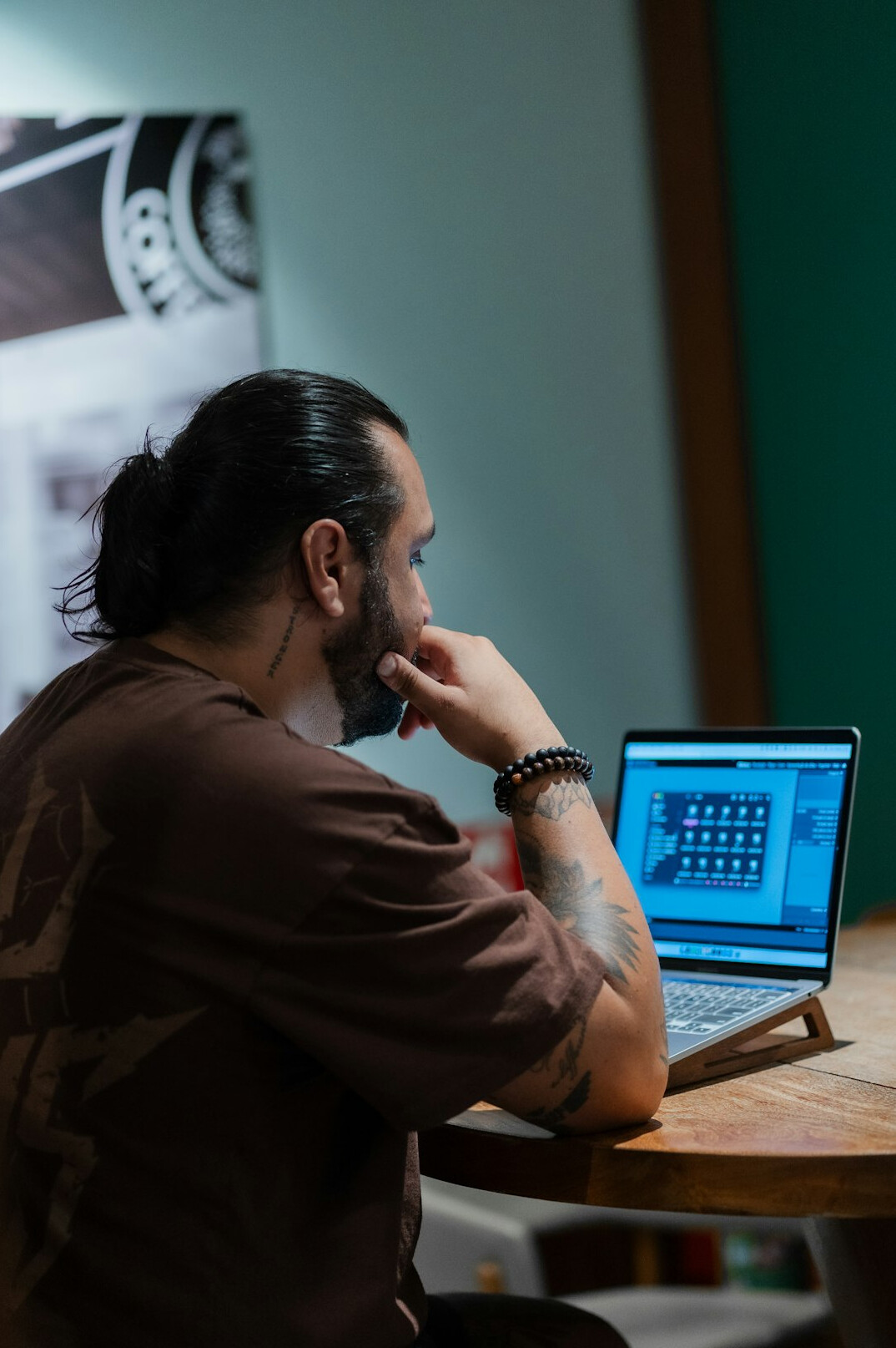 person studying coding at desk