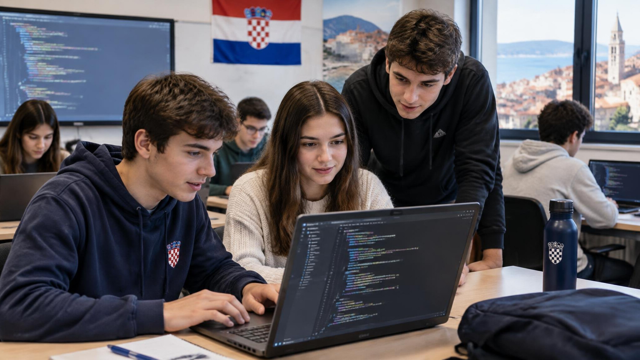 croatian students coding in classroom